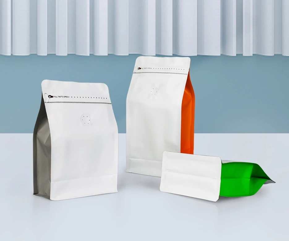 White bags with contrasting colored side panels
